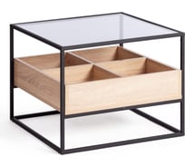 Журнальный стол Tetchair Eclipse ЛДСП 16 мм, стекло 4 мм, металл 15x15 мм, 60x60x46 см, Сонома/черный 21385