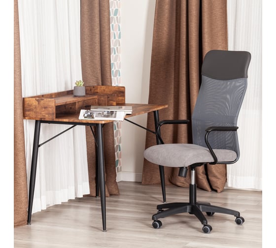 Кресло Tetchair PRACTIC (мп) флок/кожзам, серый/металлик, 29/W-12/36 21448