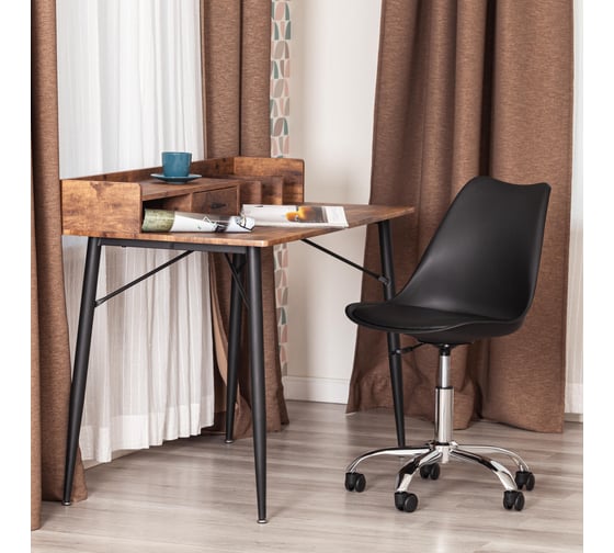 Офисное кресло Tetchair TULIP (mod.106-1) 1 шт. в упаковке, металл/пластик/PU, 58x47x97см, Black (черный) / Chrome (хром) 21551