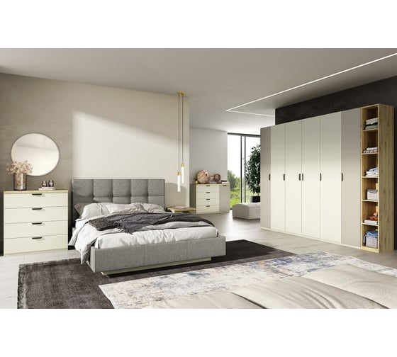 Кровать Anrex MODERN, 160 М с подъемником, цвет персидский жемчуг/loft grey 713442