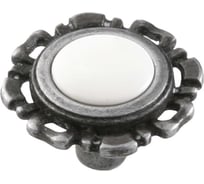 Мебельная ручка-кнопка Левша FB-033 000 старое олово/белый TS У8-0169