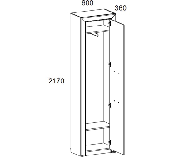 Шкаф Anrex 1DW, OLIVIA, цвет вудлайн кремовый/дуб анкона 662440