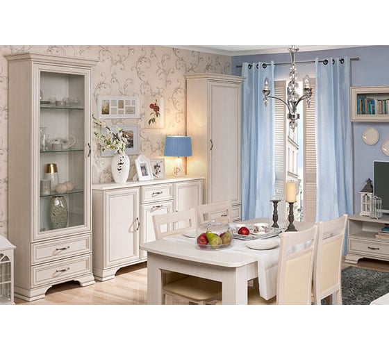 Шкаф с витриной Anrex 1V2S, TIFFANY, цвет вудлайн кремовый 650735