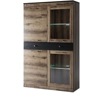 Шкаф с витриной Anrex 2V2D1S, Джаггер, цвет Дуб монастырский / Черный 666264