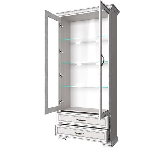 Шкаф с витриной Anrex 2V2S, TIFFANY, цвет вудлайн кремовый 648150