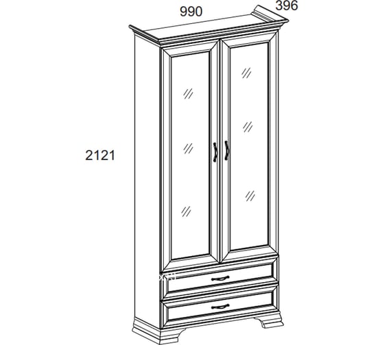 Шкаф с витриной Anrex 2V2S, TIFFANY, цвет вудлайн кремовый 648150