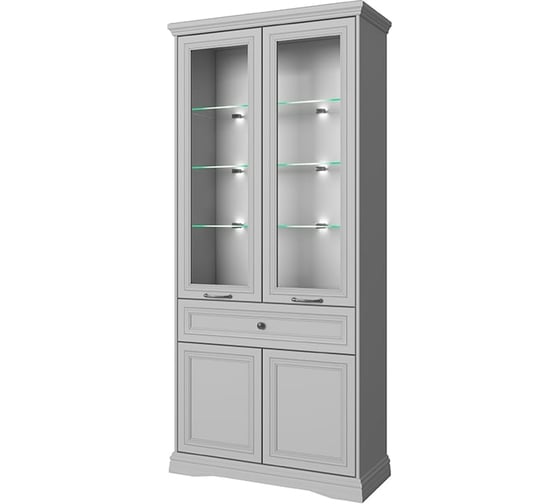 Шкаф Anrex VALENCIA, с витриной 2V2D1S Н, цвет Серый 701859