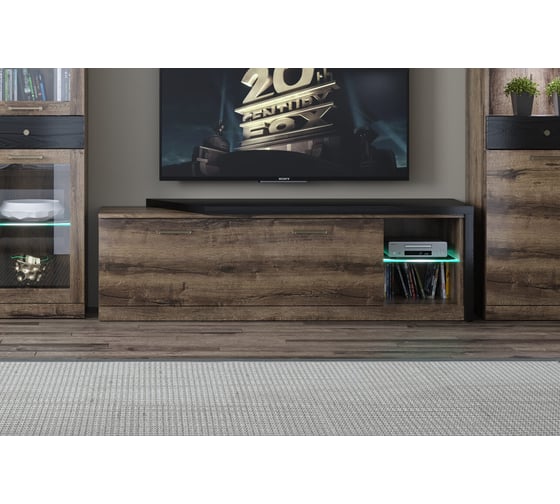 Тумба Anrex RTV 1S2N, JAGGER, цвет Дуб монастырский /Черный 662367