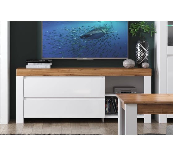 Тумба Anrex RTV 2S2N, TAURUS, цвет белый\дуб вотан 669703