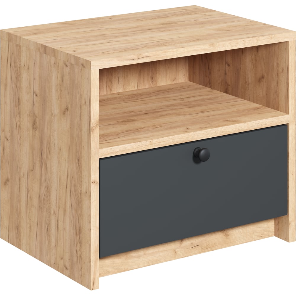 Тумба прикроватная Атмосфера Рино Дуб золотой крафт/Антрацит 00 ...