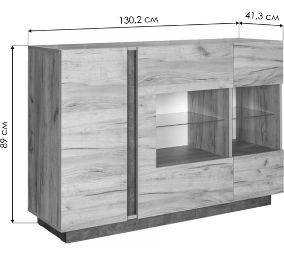 Комод Woodville Арчи 08.140 дуб золотой craft / камень темный U3705 339641