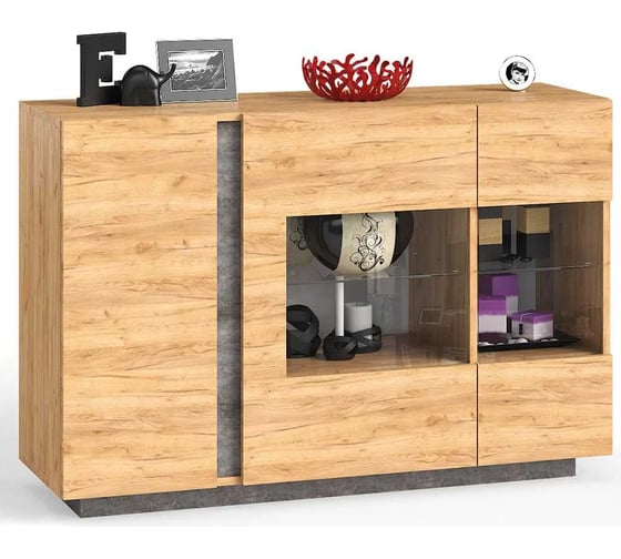 Комод Woodville Арчи 08.140 дуб золотой craft / камень темный U3705 339641