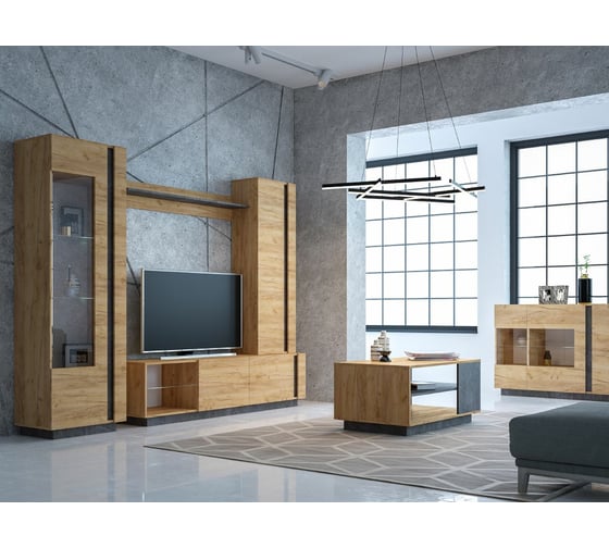 Комод Woodville Арчи 08.140 дуб золотой craft / камень темный U3705 339641