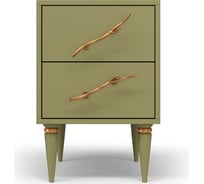 Прикроватная тумба BOGACHO Арт Колор matte с 2-мя ящиками Классик Голд 11805/оливково-зеленый/золото