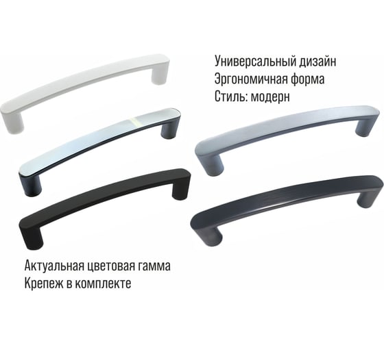 Ручка-скоба мебельная Trodos 22689 128мм сплав ЦАМ, хром матовый, 303525