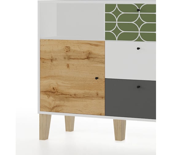 Комод с 3 ящиками и дверью МК Мама STORY Овалы, Белый 102086