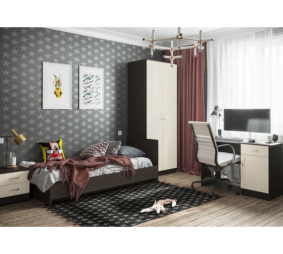 Кровать Арника 80x200 см, с основанием ДСП Ронда КР-080, венге Н130714