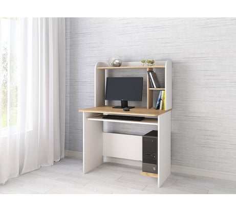 Стол компьютерный Арника Грета-2 белый/дуб крафт 00-00028787