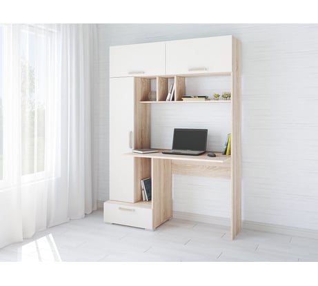 Стол компьютерный Арника Квартет-11 дуб сонома/белый 00-00026514
