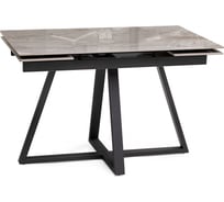 Керамический стол Woodville Силлем 120(180)х80x77 dyna fantasico grey/черный 588058