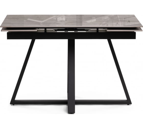 Керамический стол Woodville Силлем 120(180)х80x77 dyna fantasico grey/черный 588058