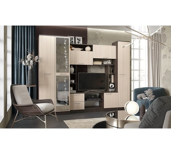 Стенка в гостиную Арника Флора, венге Т0018097