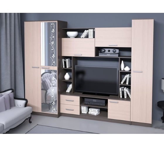 Стенка в гостиную Арника Флора, венге Т0018097