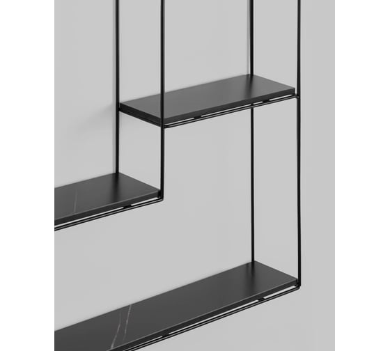 Настенная полка-стеллаж Стул Груп Square черная, черный мрамор FDC9684 bl bl/m