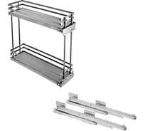 Бутылочница GTV MOVIX PRO в модуль 150 мм, левый монтаж, направляющие с доводчиком, антрацит (плоский прут) KO-150BO-60-L1-K