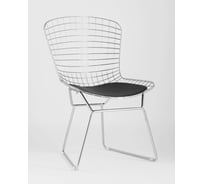 Стул для кухни обеденный Стул Груп Bertoia, хромированный, с черной подушкой BTY-18-P6 CH/BL