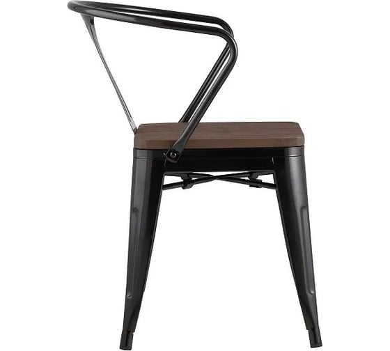 Обеденный стул для кухни Стул Груп TOLIX ARM WOOD черный глянцевый + темное дерево YD-H440AR-W LG-01