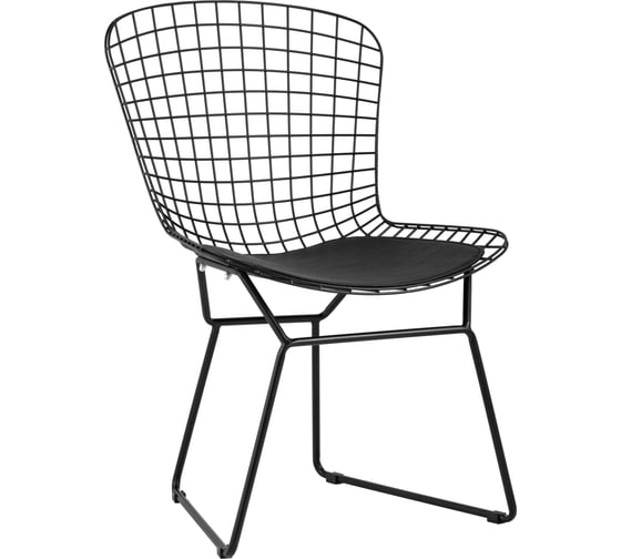 Стул для кухни обеденный Стул Груп Bertoia, черный, с черной подушкой BTY-18-P6 BL/BL
