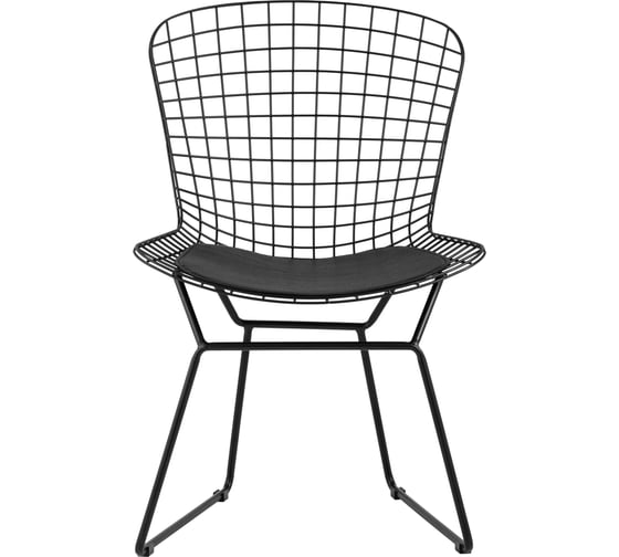 Стул для кухни обеденный Стул Груп Bertoia, черный, с черной подушкой BTY-18-P6 BL/BL