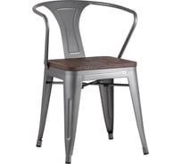 Стул для кухни обеденный Стул Груп TOLIX ARM WOOD серебристый матовый + темное дерево YD-H440AR-W YG-15
