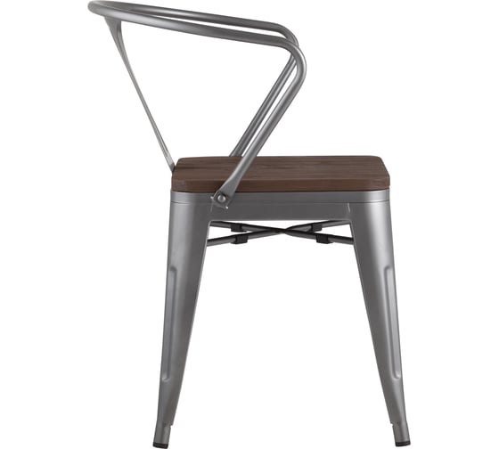 Стул для кухни обеденный Стул Груп TOLIX ARM WOOD серебристый матовый + темное дерево YD-H440AR-W YG-15