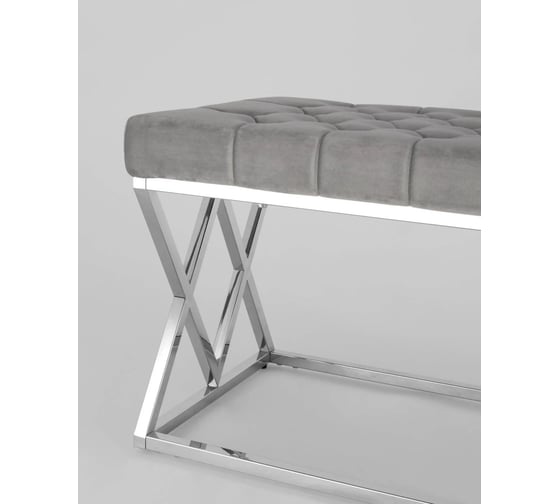 Банкетка-скамейка Стул Груп ИНСИГНИЯ, вельвет серый, сталь серебро BENCH-011-GR