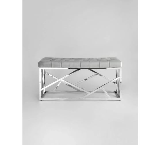 Банкетка-скамейка Стул Груп АРТ ДЕКО, вельвет серый, сталь серебро BENCH-016-GR