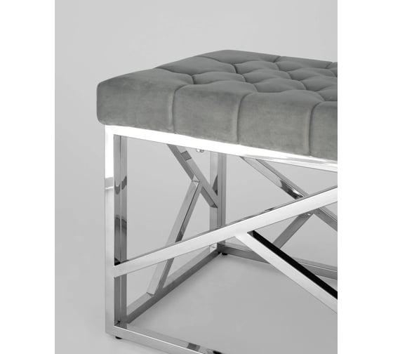 Банкетка-скамейка Стул Груп АРТ ДЕКО, вельвет серый, сталь серебро BENCH-016-GR