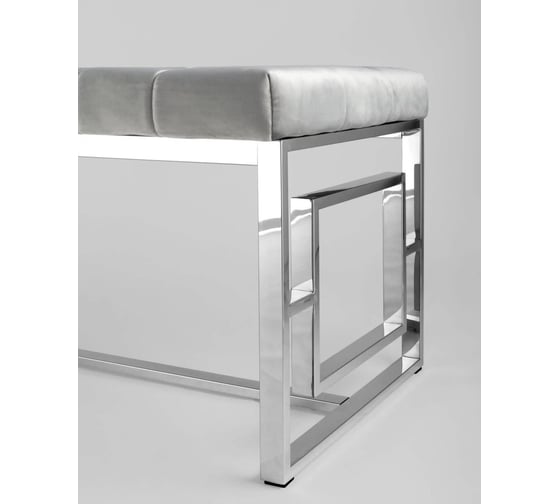 Банкетка-скамейка Стул Груп БРУКЛИН, вельвет серый, сталь серебро BENCH-012-GR