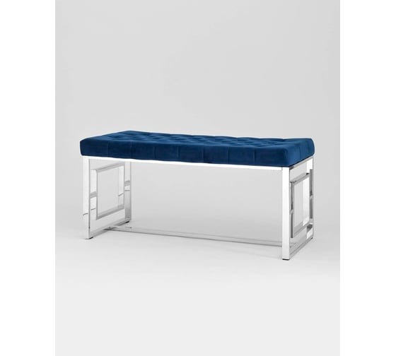 Банкетка-скамейка Стул Груп БРУКЛИН, вельвет синий, сталь серебро BENCH-012 1