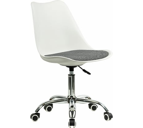 Кресло стул BRABIX Eames Mg-310 Ch, хром, пластик белый, ткань серая 532924