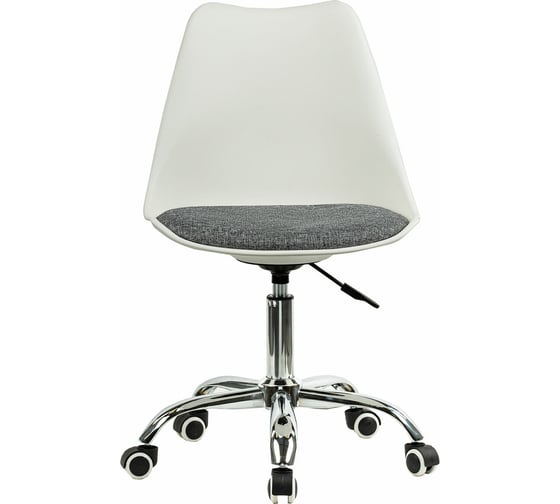 Кресло стул BRABIX Eames Mg-310 Ch, хром, пластик белый, ткань серая 532924