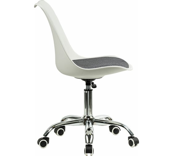 Кресло стул BRABIX Eames Mg-310 Ch, хром, пластик белый, ткань серая 532924