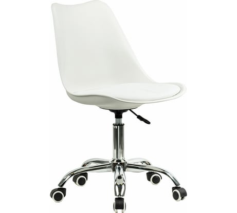Кресло стул BRABIX Eames Mg-310 Ch, хром, пластик белый, экокожа белая 532923