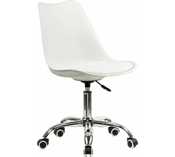 Кресло стул BRABIX Eames Mg-310 Ch, хром, пластик белый, экокожа белая 532923