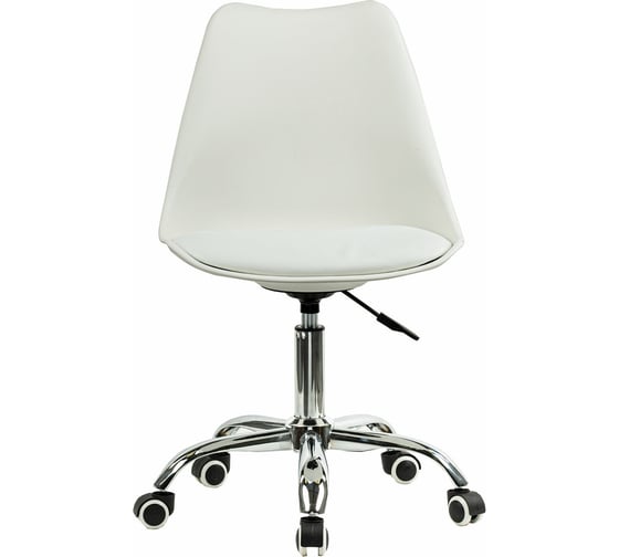Кресло стул BRABIX Eames Mg-310 Ch, хром, пластик белый, экокожа белая 532923