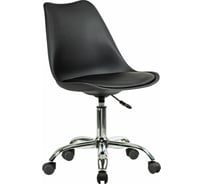 Кресло стул BRABIX Eames Mg-310 Ch, хром, пластик черный, экокожа черная 532925
