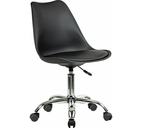 Кресло стул BRABIX Eames Mg-310 Ch, хром, пластик черный, экокожа черная 532925