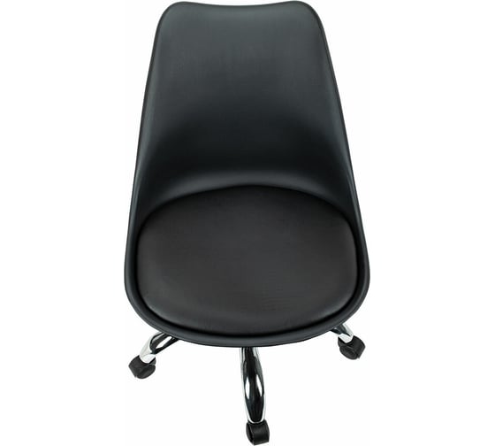 Кресло стул BRABIX Eames Mg-310 Ch, хром, пластик черный, экокожа черная 532925