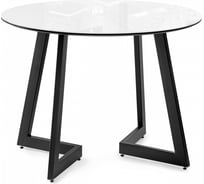 Стол стеклянный Woodville Алингсос 100(140)х100x76 белый / белая шагрень / черный кварц 586977